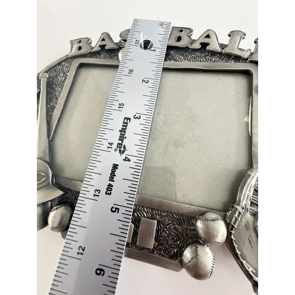Vintage Baseball Pewter Style Picture Frame‎ Sports Theme 3D Mitt Bat Helmet